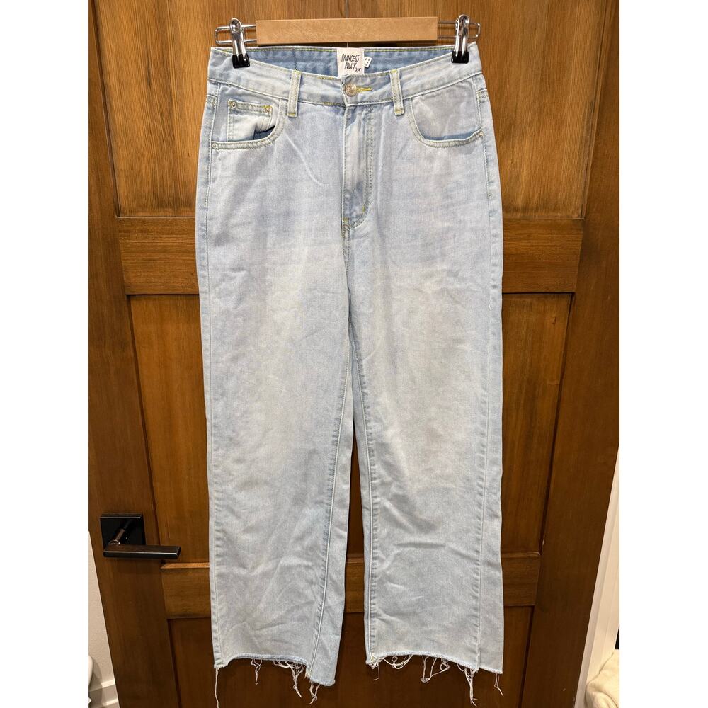 Princess Polly Women's Wide Leg Fray Hem Jeans Size 4 (27" inseam) Light Wash